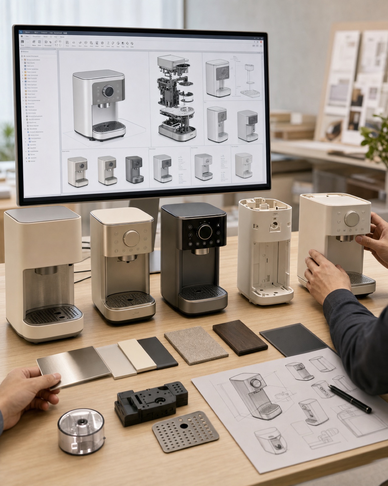 Smart appliance product development with CAD, prototypes and CMF samples