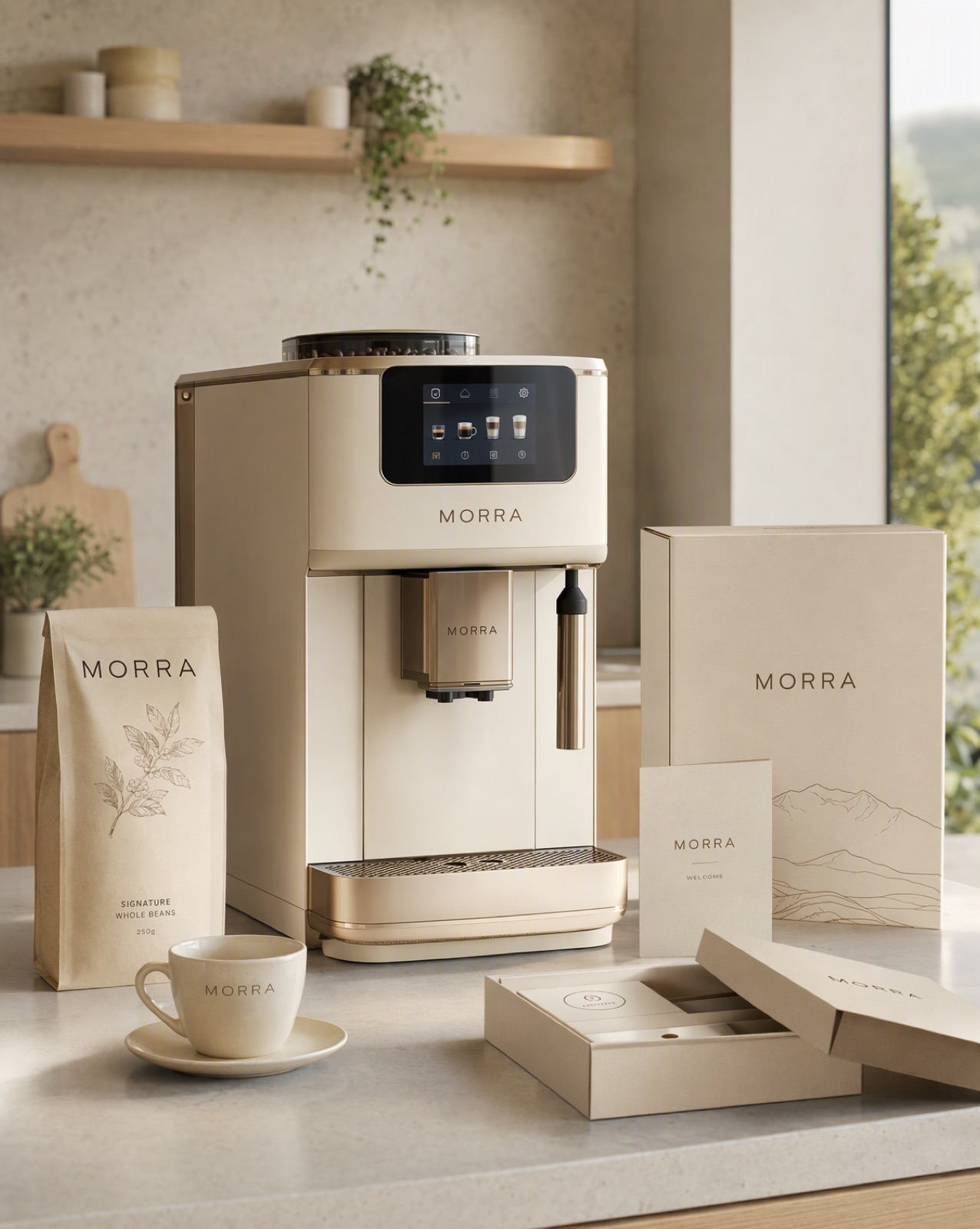 Illustrative premium coffee product and packaging brand concept